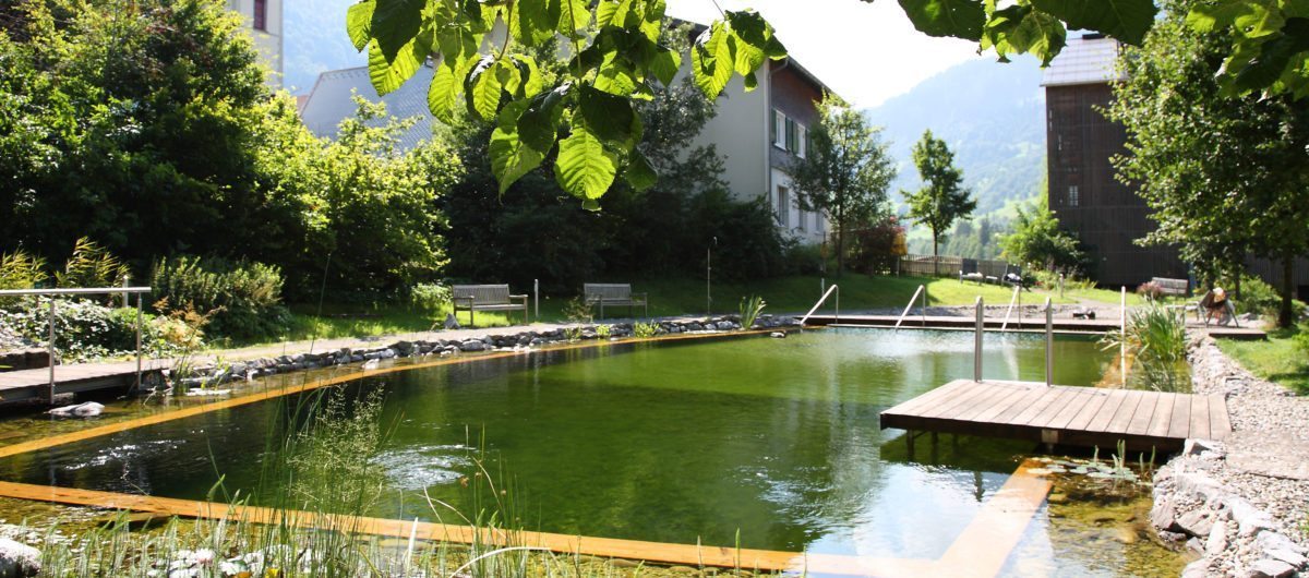 Natural swimming lake hotel krone au bregenzerwald